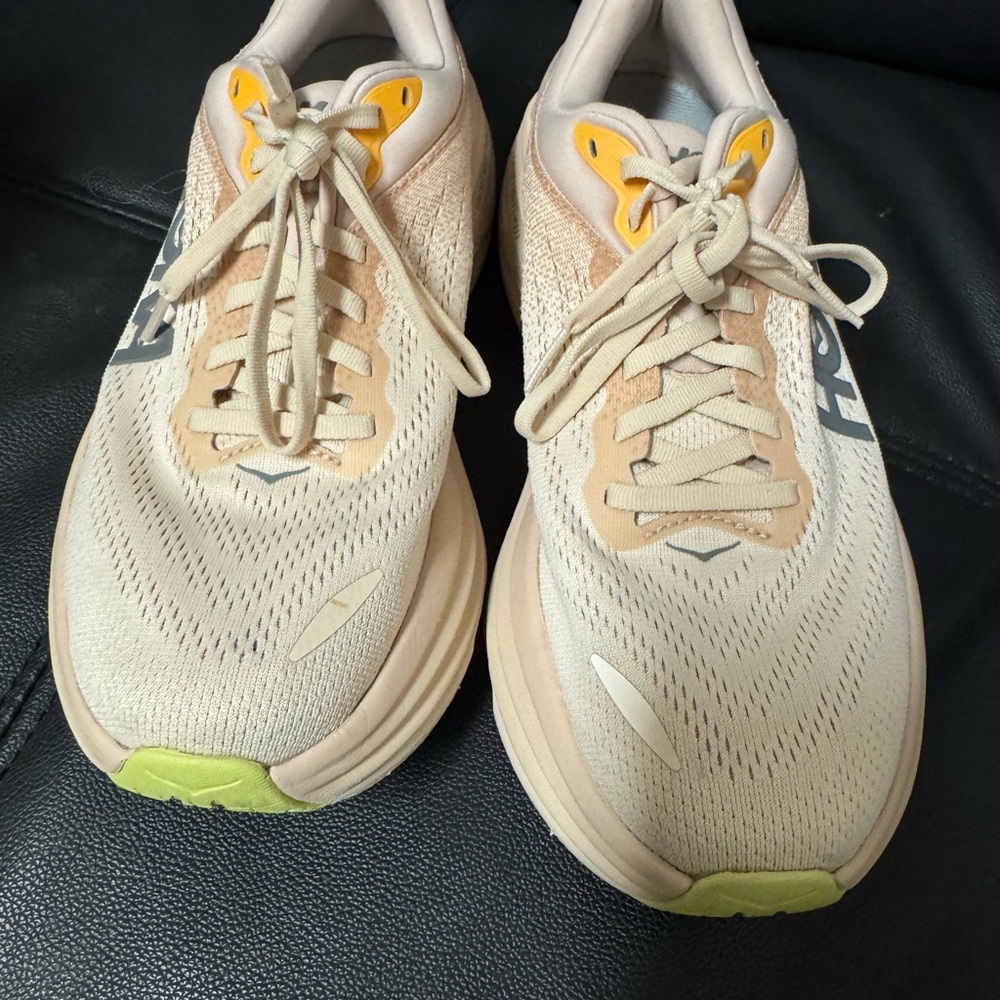 Hoka Women's Cream and Gold Athletic Shoes - Picture 3 of 7